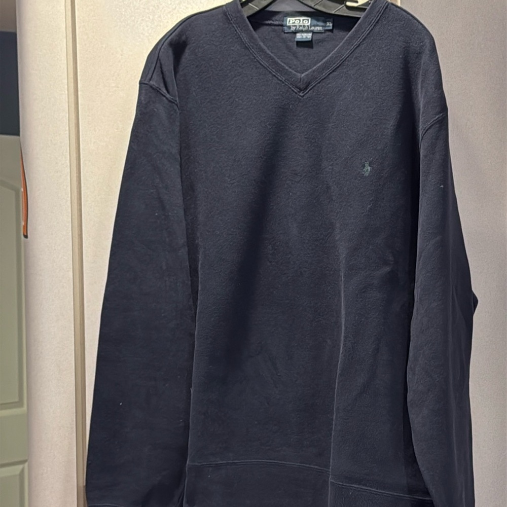 Men’s Polo by Ralph Lauren navy blue sweater.  100% cotton. XL